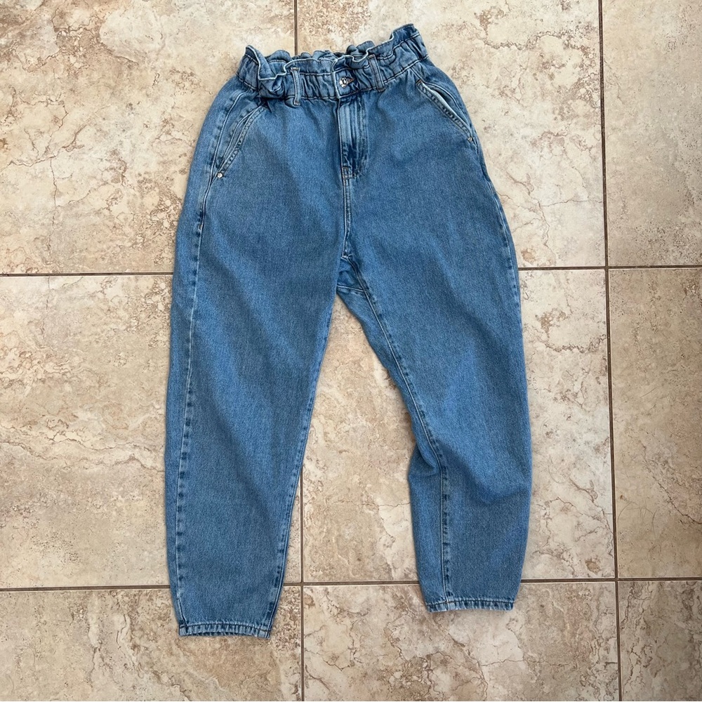 Zara High waisted paper bag baggy jeans